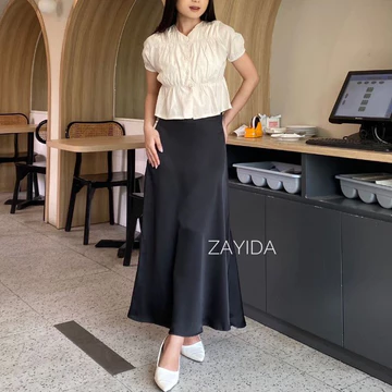 ZAYIDA Satin Slik Skirt Rok Satin Premium Panjang Rok Satin Flowly Korean Style