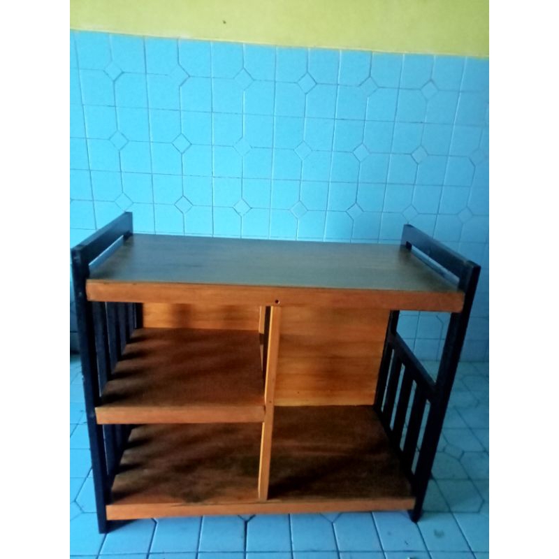 Jual Meja kompor 2 tungku/meja televisi/meja rice cooker, berbahan kayu ...