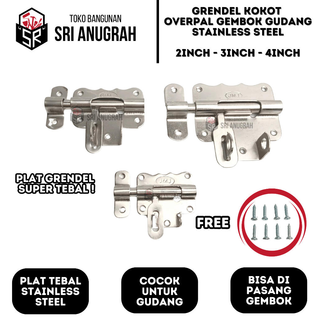 Jual Grendel Kokot Overpal Gembok Gudang Plat Tebal Stainless Steel 2 ...