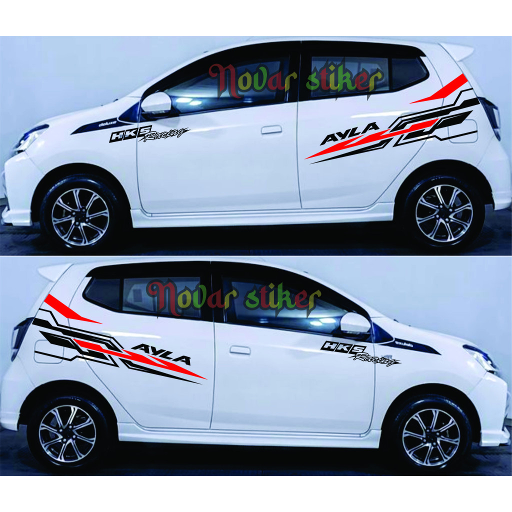 Jual Cutting Stiker Mobil Ayla Siker Striping HKS Racing Stiker Mobil ...