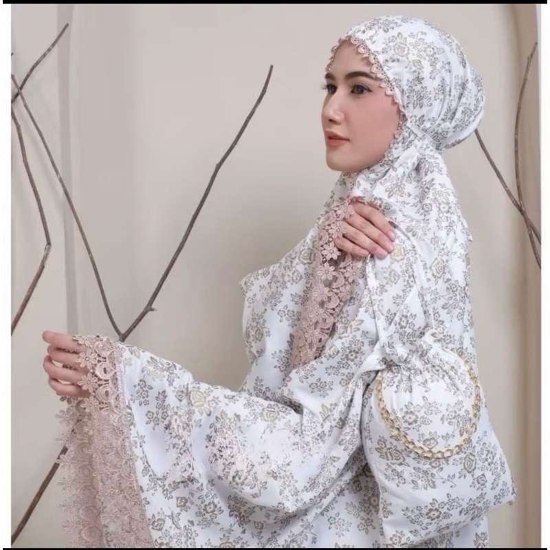 Jual Mukena Katun Foil Motif Renda Gold Premium Mewah Shopee Indonesia