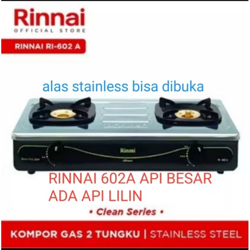 Jual Kompor Gas Rinnai RI 602A Stainles Api Besar Api Lilin | Shopee ...