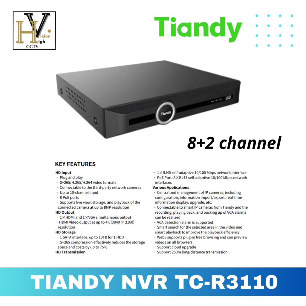 Jual NVR TIANDY 10CH TC-R3110 non poe | Shopee Indonesia