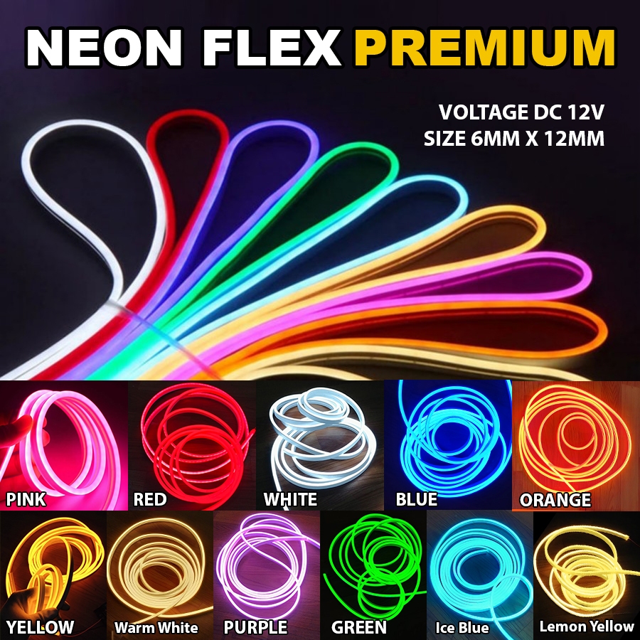 Jual LED Neon Flex Neon Flexible 5M DC 12V Premium All Varian 12mm x ...