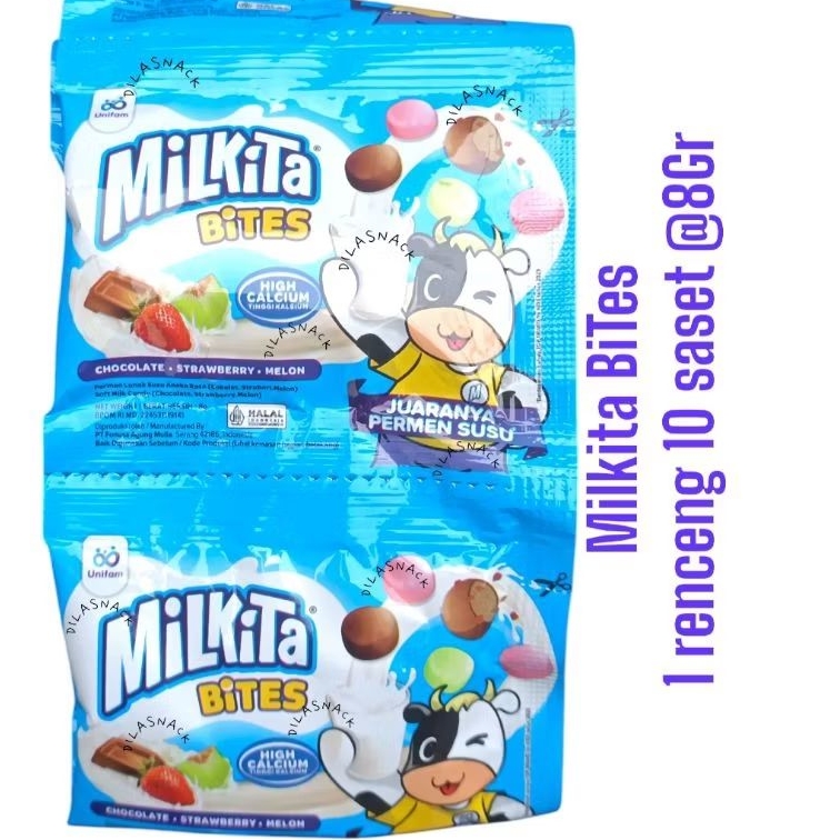 Jual Baru Permen milkita BiTes viral 1 renteng isi 10 saset kemasan 8gr ...