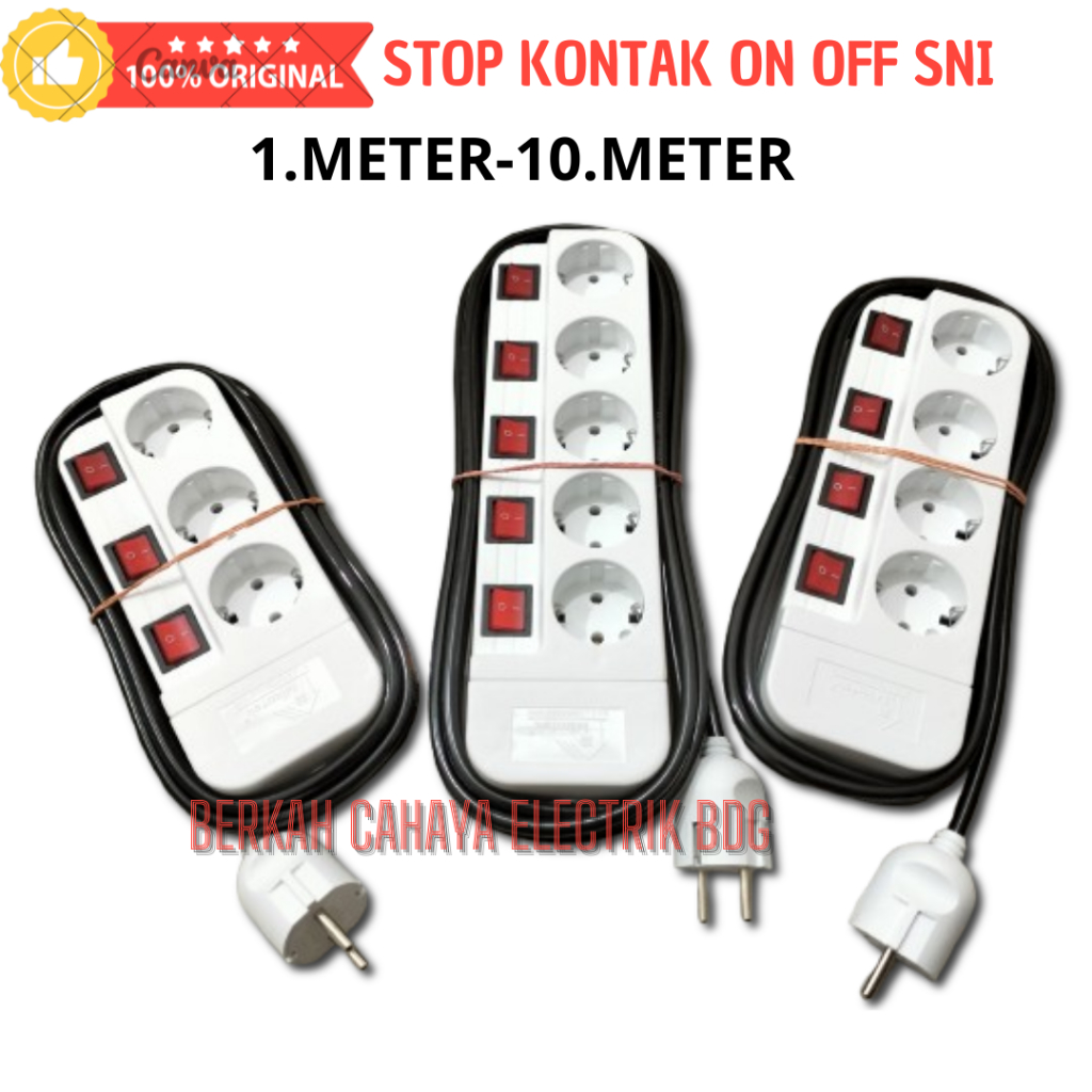 Jual stop kontak kabel hitam / stop kontak on off tiap lubang kabel ...