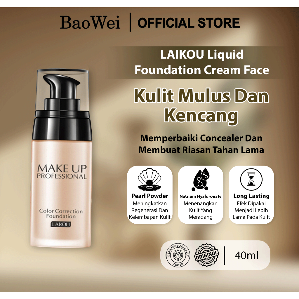 Jual 【ORIGINAL】Liquid foundation BB cream Makeup face 40G Whitening
