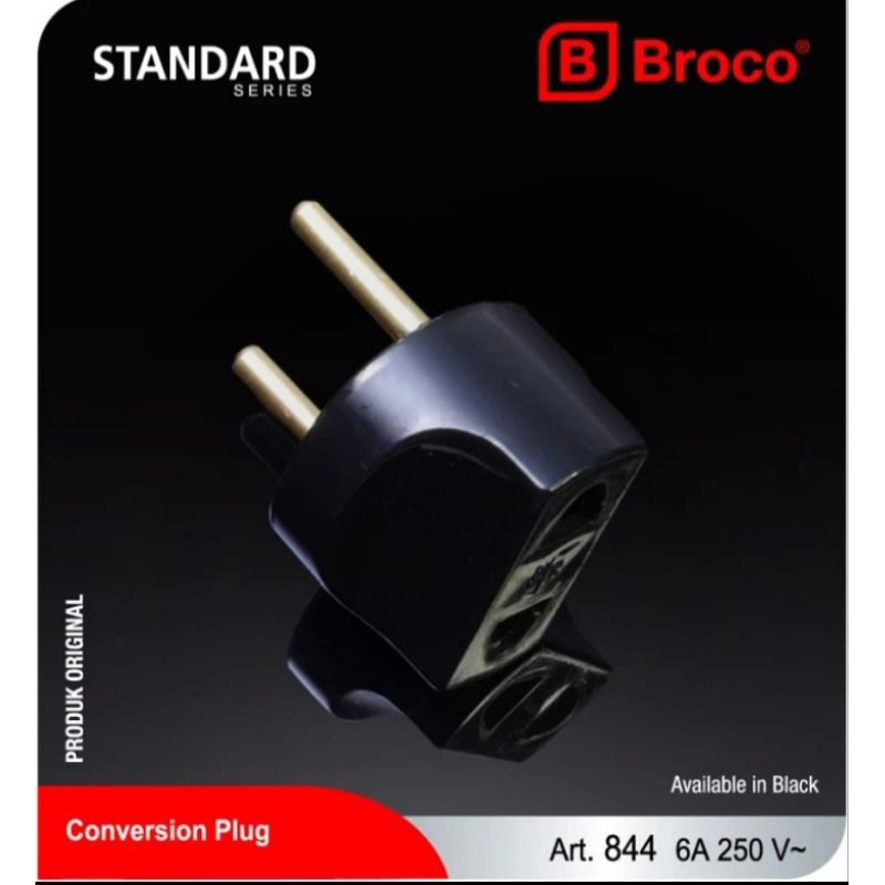 Jual BROCO Conversion Plug / Over Steker Bulat Hitam Broco 844 6A 250V ...
