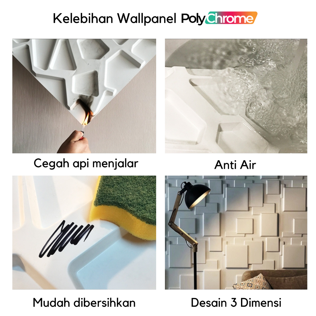 Jual 3D Wallpanel Dinding PVC 50x50 cm Solid Wallpaper Dinding Dekorasi ...