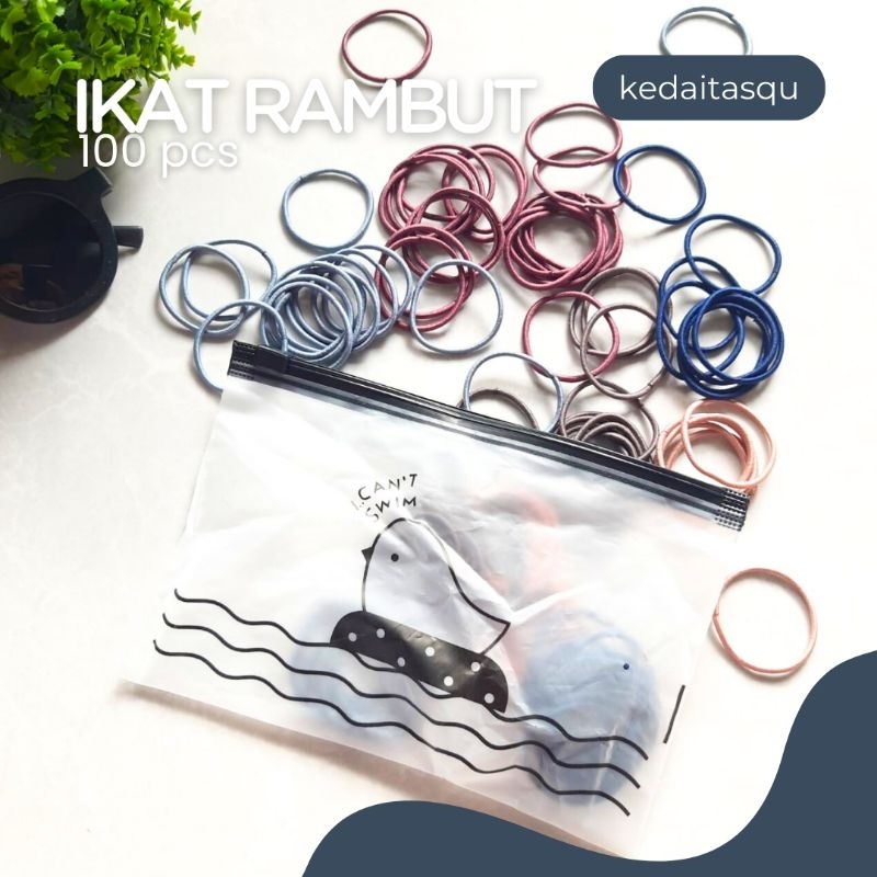Jual Ikat Rambut Karet Elastis Kuat Polos Berwarna 100 pcs Kucir Rambut ...