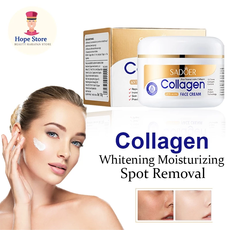 [ COD ] Cream Collagen Siang Malam Pelembab Wajah - Sadoer Face Cream Pemutih Menghilangkan Kerutan 100g | AutoStock