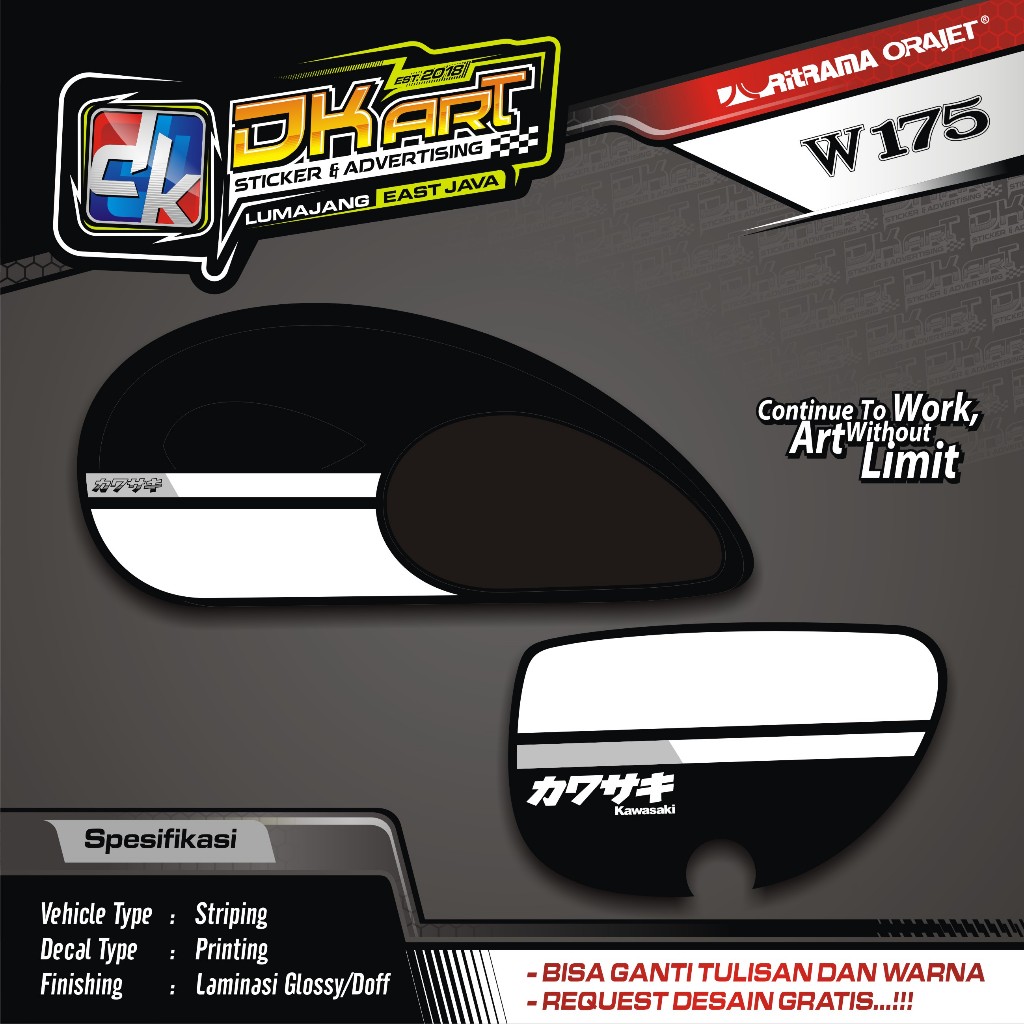 Jual Striping Variasi Sticker Custom Kawasaki W175 Motif Minimalis Line ...