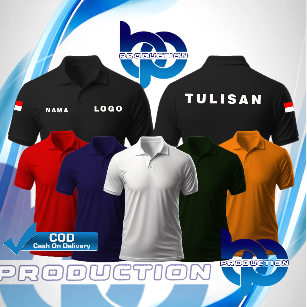 Jual Production Kaos Polo Lengan Pendek Nama Logo Tulisan Custom ...