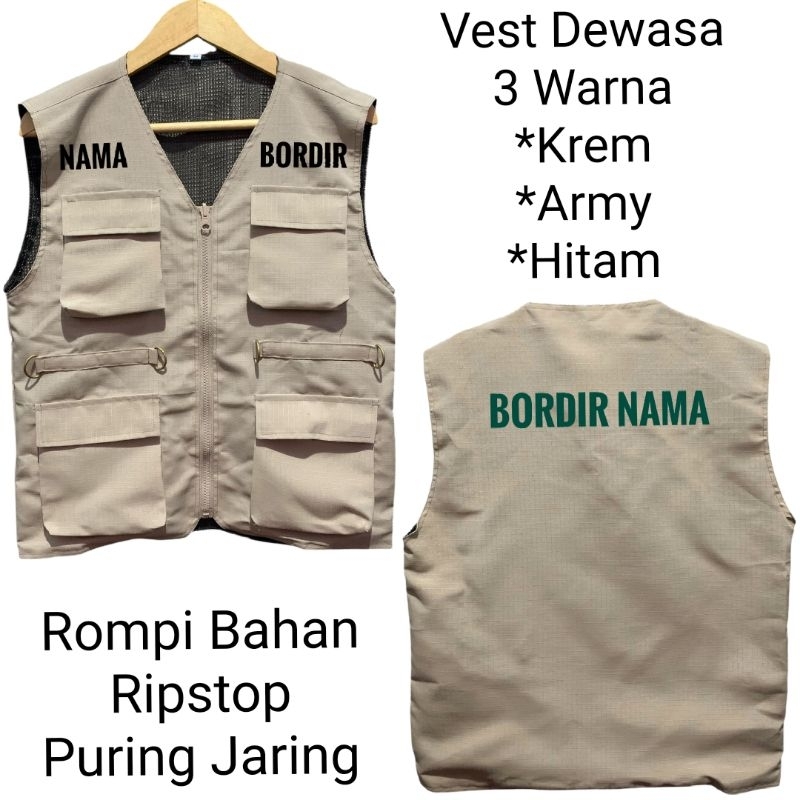 Jual Rompi Dewasa Bordir Nama/Rompi Dewasa Motif 002 / Rompi Outdor ...