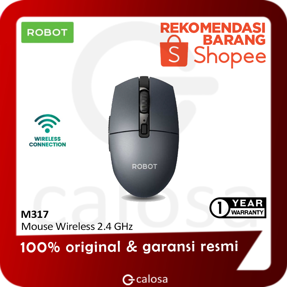 Jual Mouse ROBOT Wireless M317 Grey dengan 2 Tombol Shortcut ...