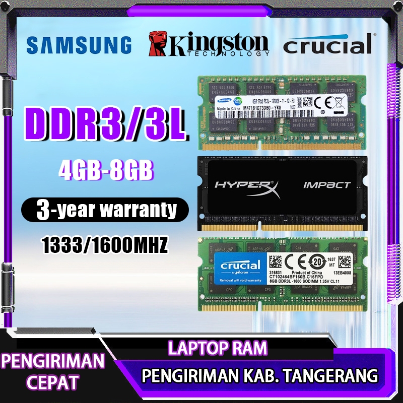 Mémoire RAM Crucial 4Go DDR3L 1333 MHz SODIMM - Occasion, Pour Ordinateur Portable