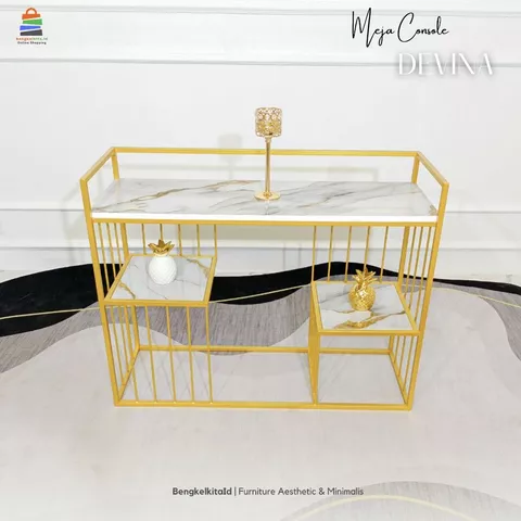 Aesthetic Console Table Entryway Foyer - MEJA DEVINA - Modern Minimalist Besi Holo Gold