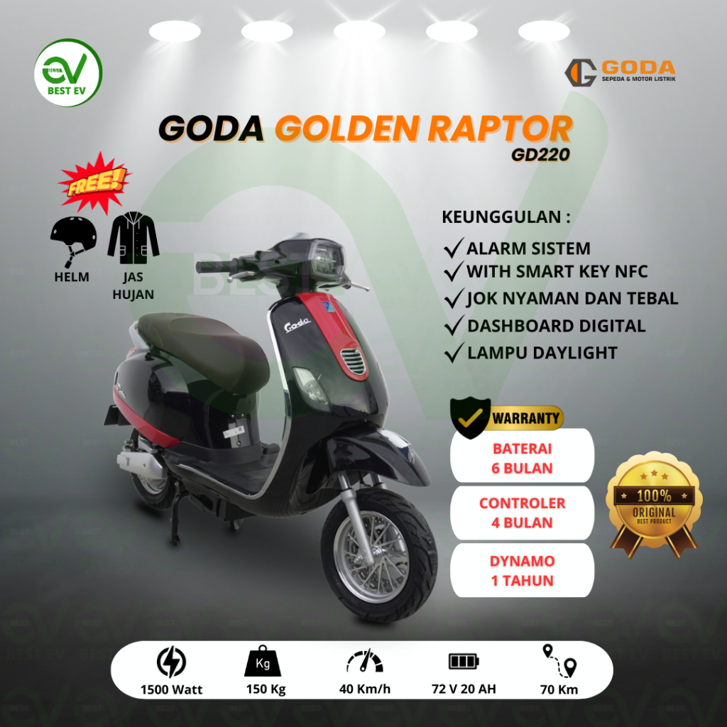 Jual Sepeda Listrik GODA TYPE GOLDEN RAPTOR 220 | Shopee Indonesia