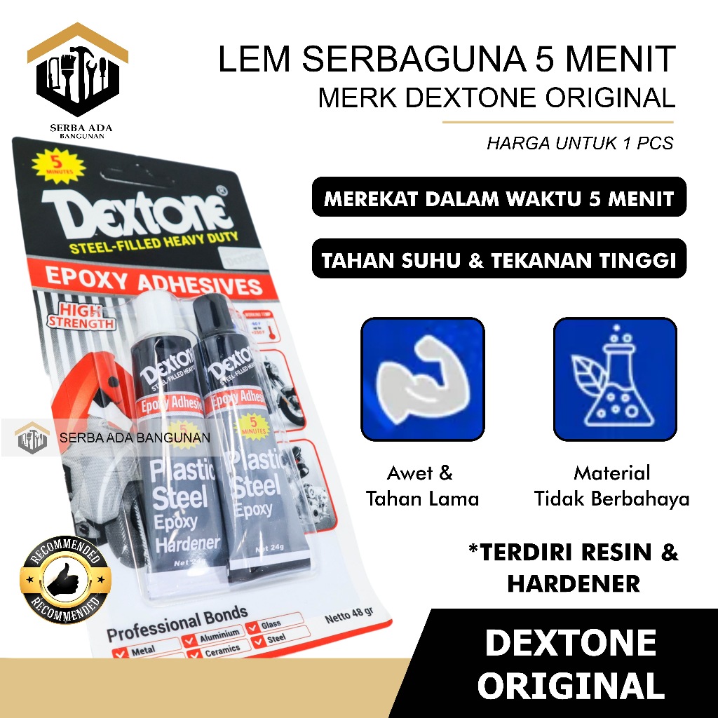 Jual SAB Lem Dextone 5 Minute Asli original 100% Plastic Steel Epoxy ...