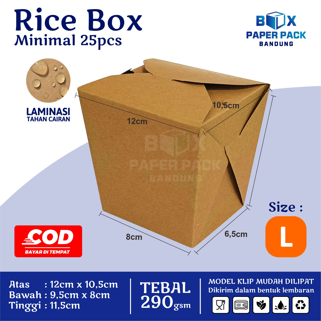 Jual Rice Box Paper Size L Dus Rice Bowl makanan Take away Grosir ...