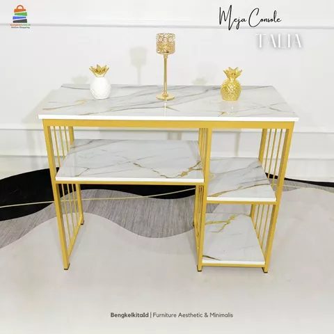 Aesthetic Console Table Entryway Foyer - MEJA TALIA - Modern Minimalist Besi Holo Gold