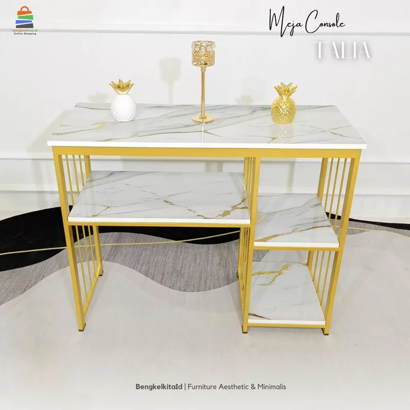 Aesthetic Console Table Entryway Foyer - MEJA TALIA - Modern Minimalist Besi Holo Gold