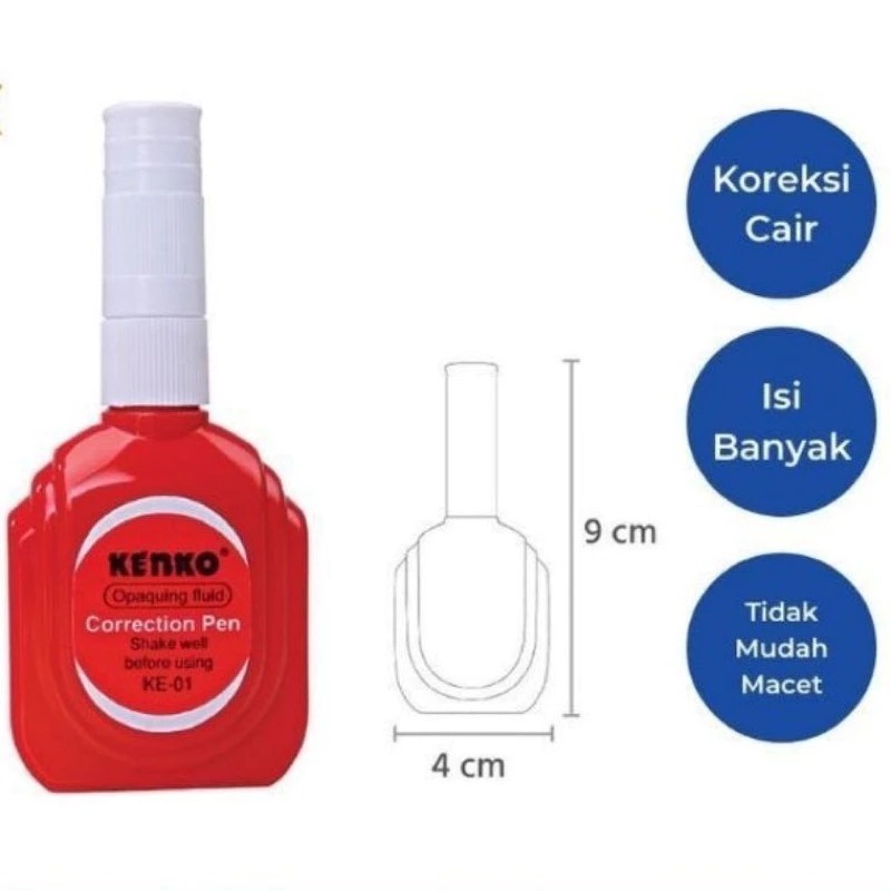 Jual BELLA Tipe X Correction Pen KENKO LINKO Botol Merah / Tipex Cair ...