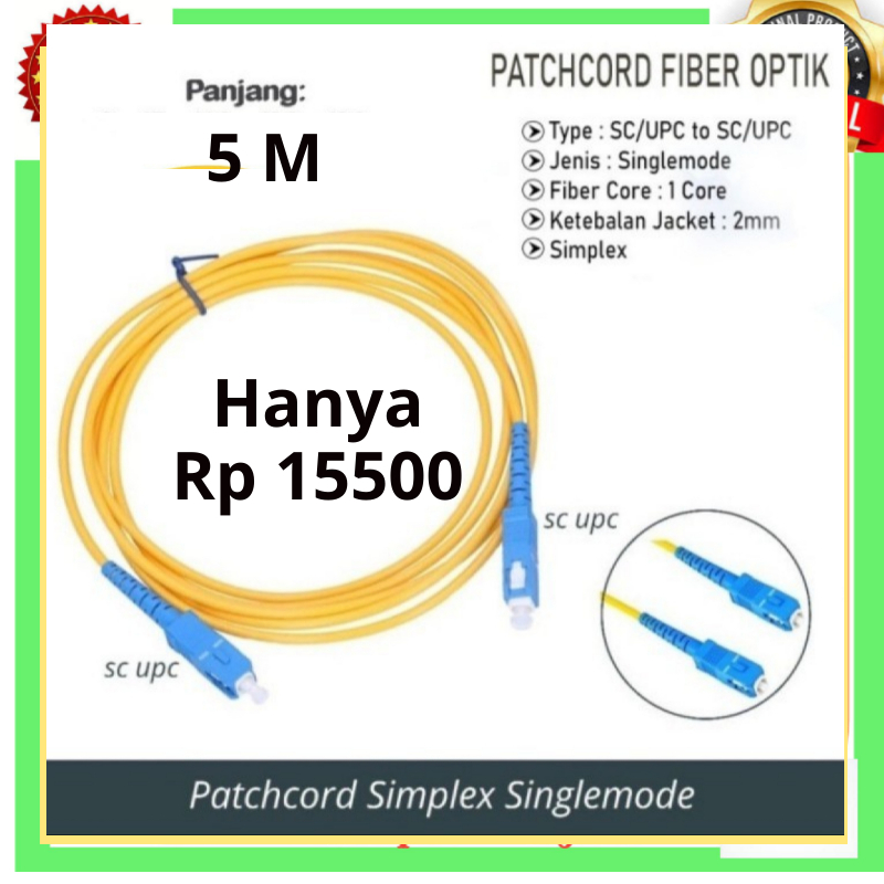 Jual Patchcore Fiber Optik Singlemode kabel fiber optic 5 meter Kabel ...
