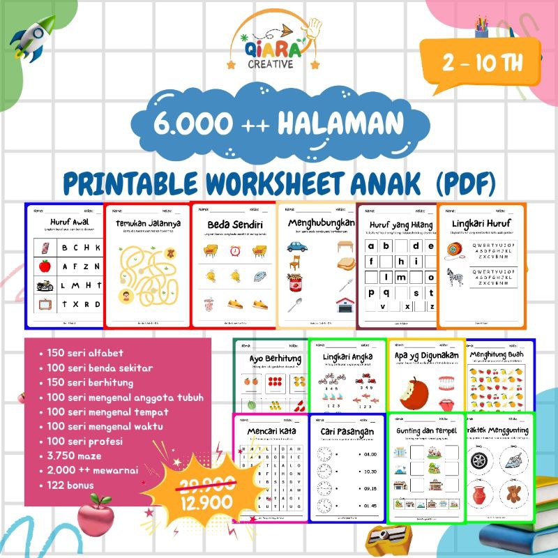 Jual Digital Printable Worksheet Anak | Shopee Indonesia