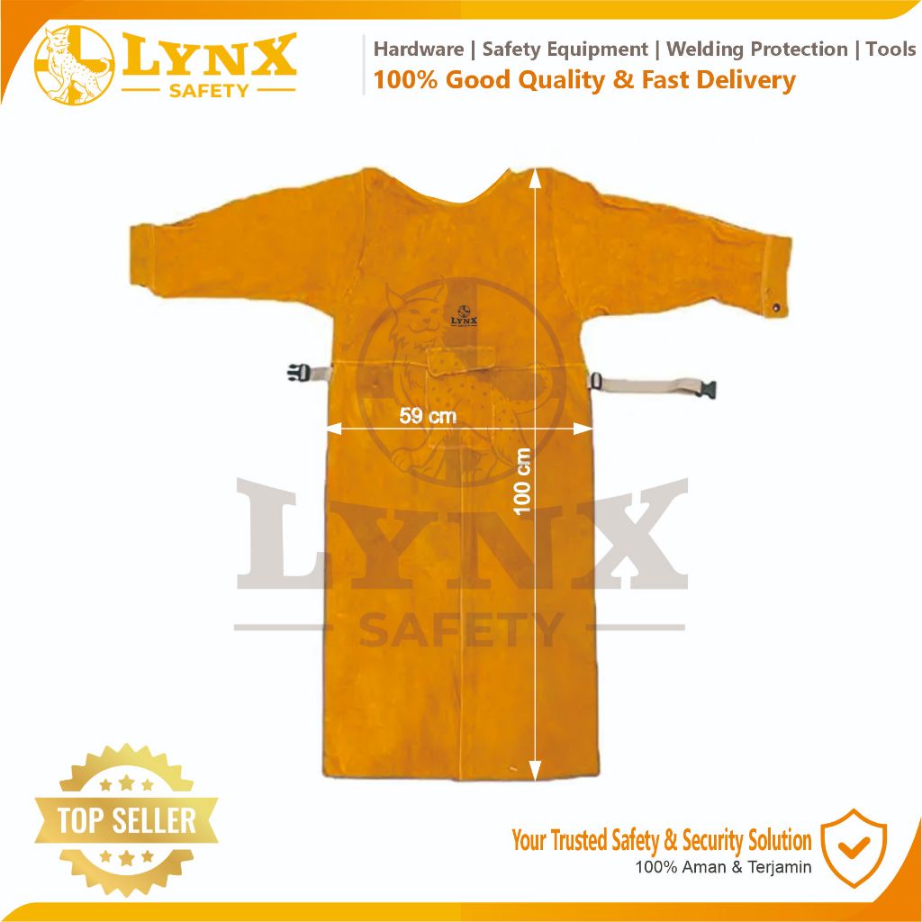 Jual Apron Las Badan & Lengan Kuning Kulit Set Welding Pelindung Lynx ...