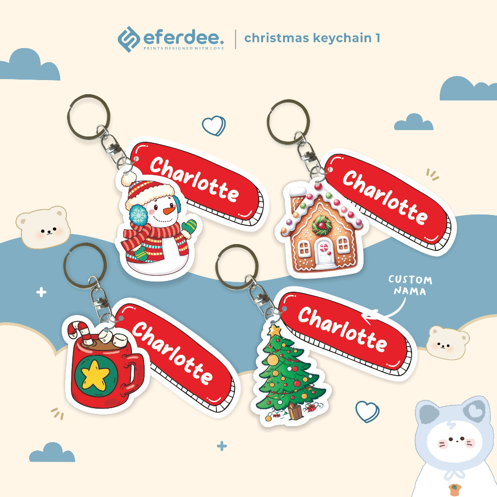Jual Gantungan Kunci Natal Christmas Keychain Ganci Akrilik Custom Nama ...