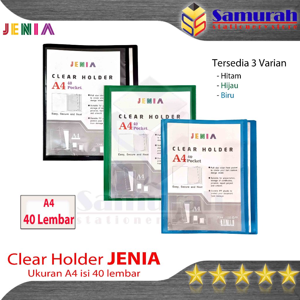 Jual Map Clear Holder A4 40 Pocket Polos / Album Kertas isi 40 Lembar ...