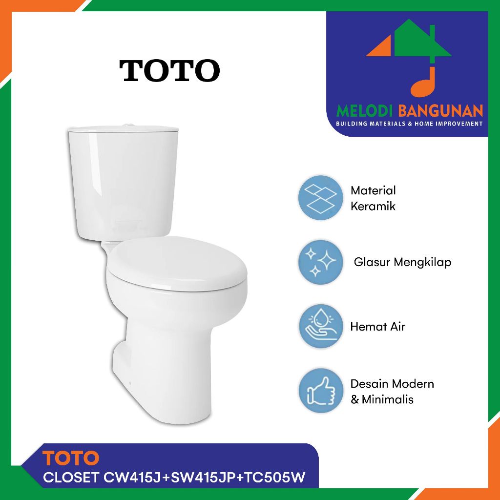 Toto - Closet / Kloset / Toilet Duduk Cw415J Sw415Jp / Cw 415 J Sw Jp Tc505W