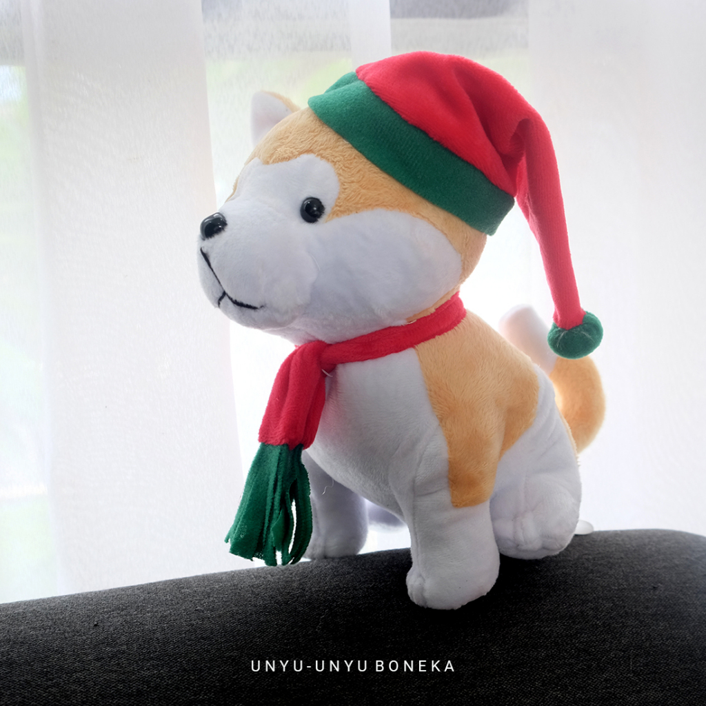 Jual Boneka dog husky natal merry cristmas souvenir shiba boneka anjing ...