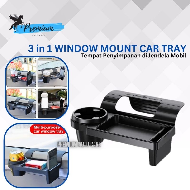 3in1 Window Mount Car Tray / Tempat Penyimpanan 3 in 1 di Jendela Mobil