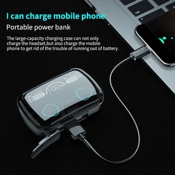 Headset Bluetooth TWS M10 Wireless 9D LED Digital Display Powerbank