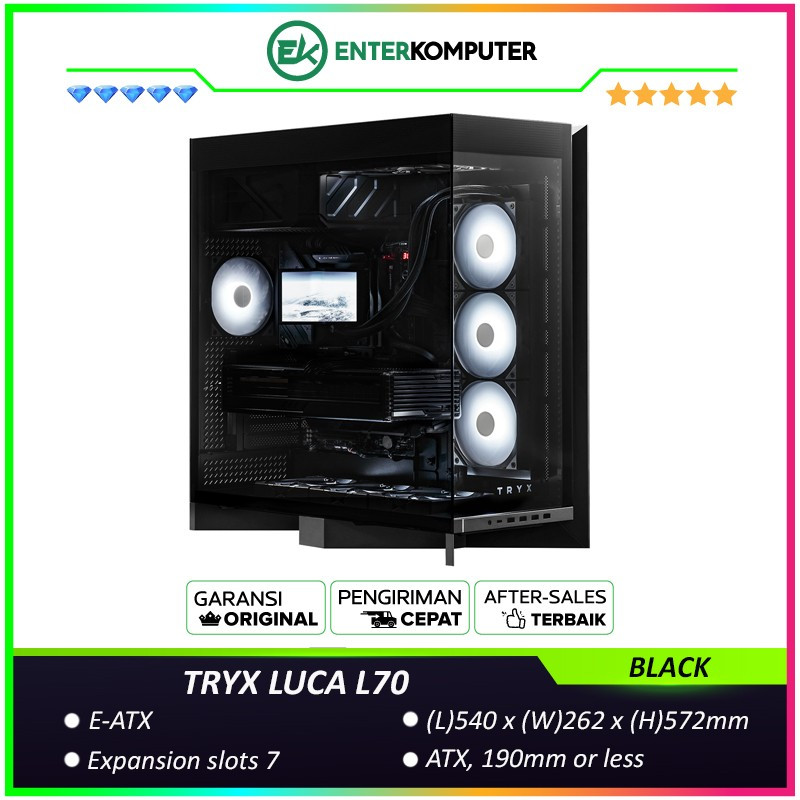 Jual TRYX LUCA L70 BLACK Mid-tower E-ATX PC Case | Shopee Indonesia
