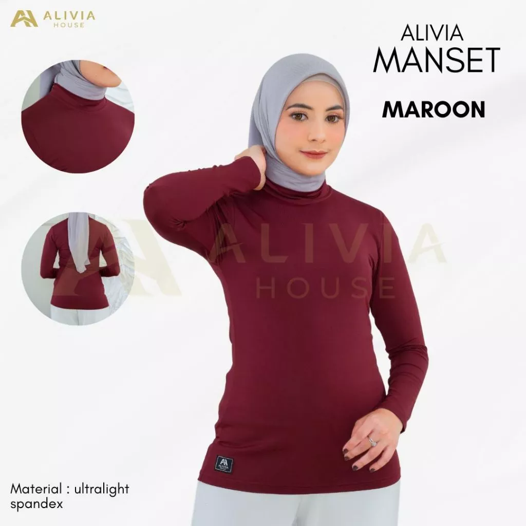 Alivia House Manset Olahraga Wanita Polos Spandex Tangan Panjang Daleman Hijab Muslima