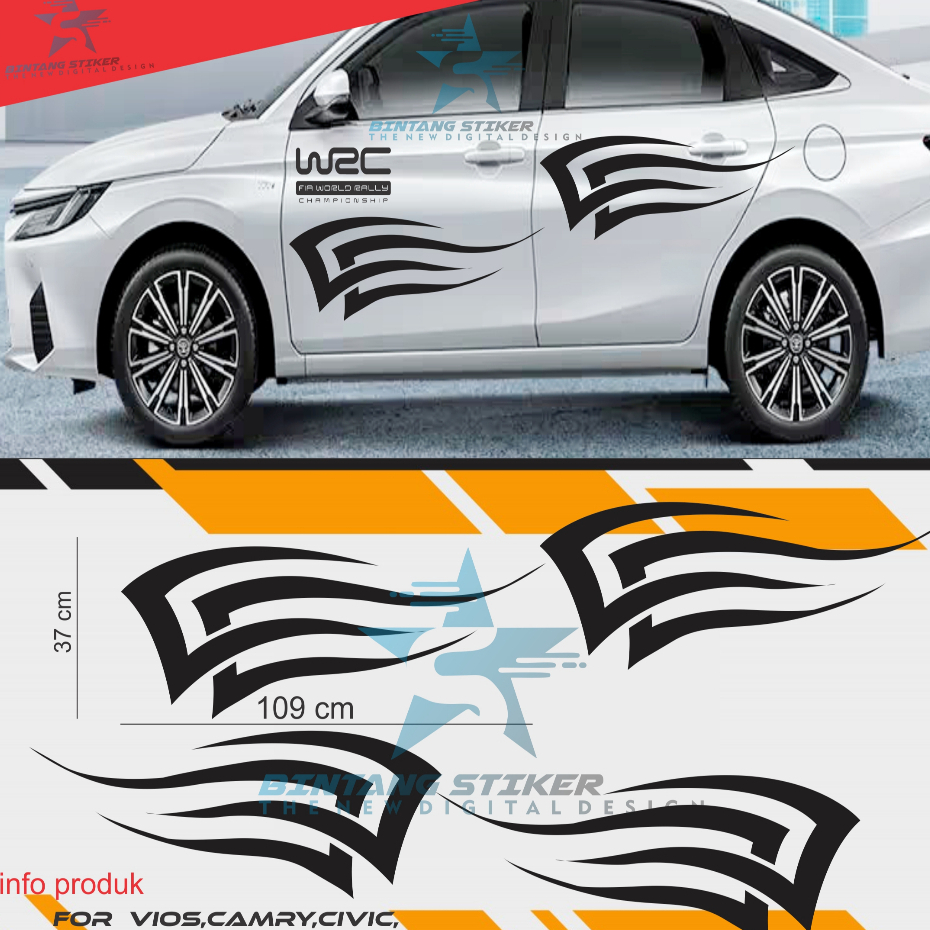 Jual (COD)Stiker Mobil sedan vios,civic, camry Stiker Striping Stiker ...
