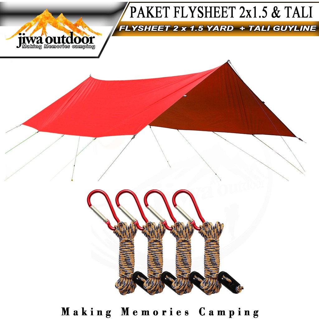 paket flysheet waterproof 2x1.5 yard includ tali guyline paket hemat flysheet dan tali flysheet