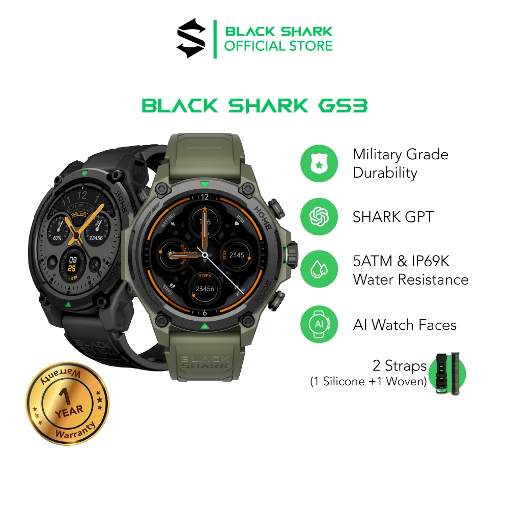 Jual Black Shark Smartwatch GS3 | 21 Days Battery Life | 1.43’’ AMOLED ...