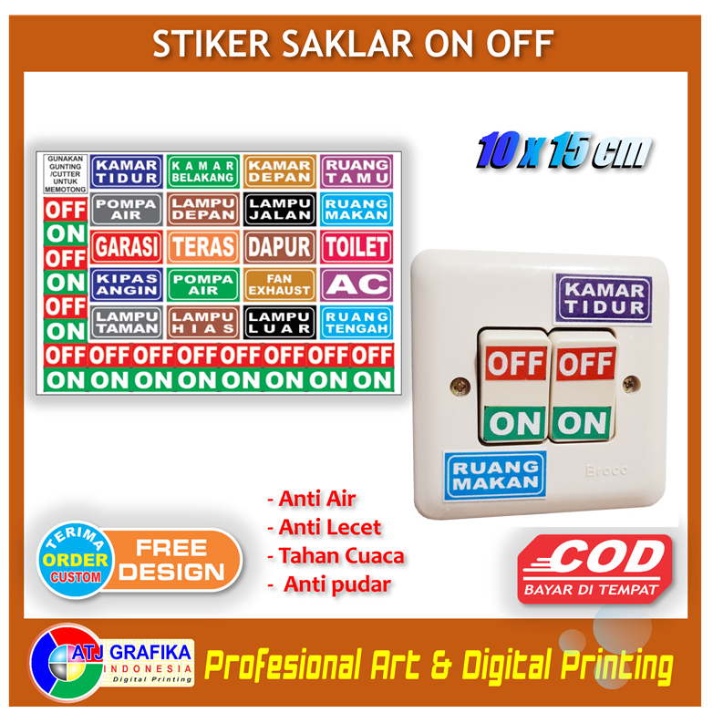 Jual Stiker saklar on off tanda hidup nyala lampu alat elektronik ...
