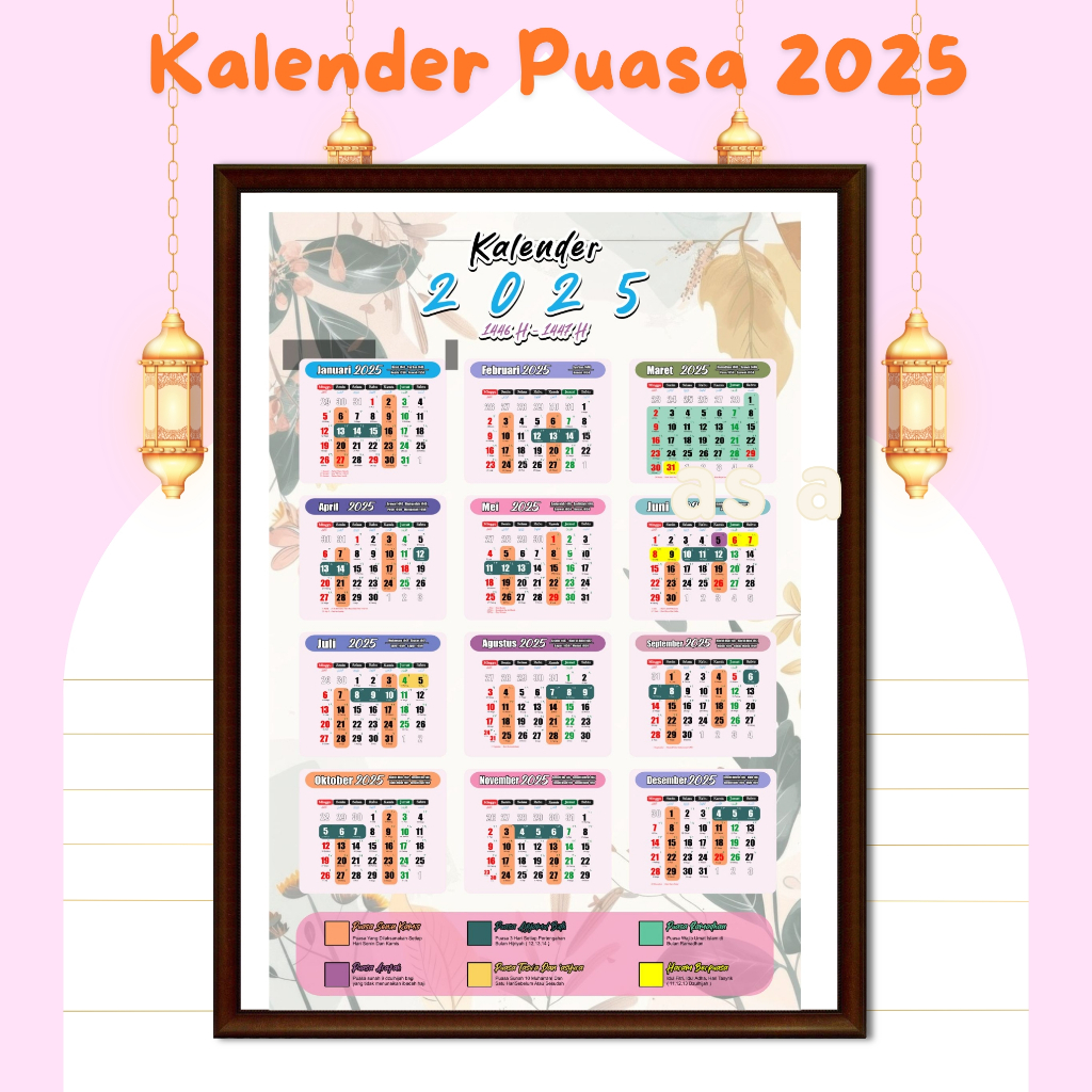Jual Kalender Dinding Tahun Masehi Hijriah Dilengkapi Jadwal Puasa ...