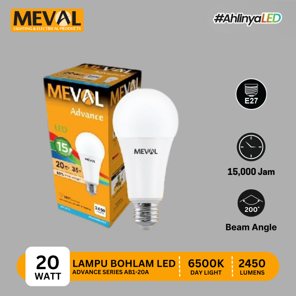 Jual MEVAL Lampu Bohlam LED Bulb Advance 20 Watt AB1-20A | Shopee Indonesia