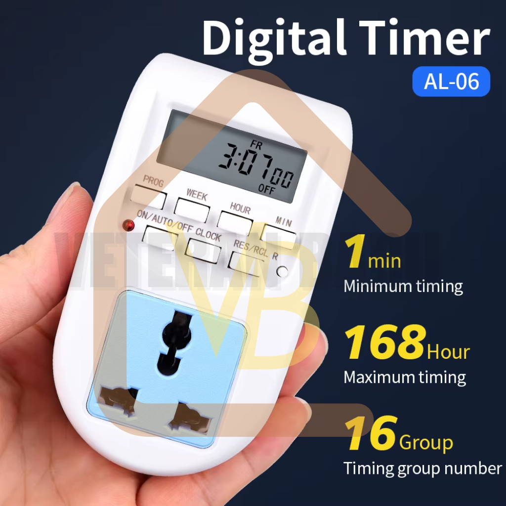 Jual Stop kontak Timer Digital Programmable Switch 16 Program On/Off EU ...