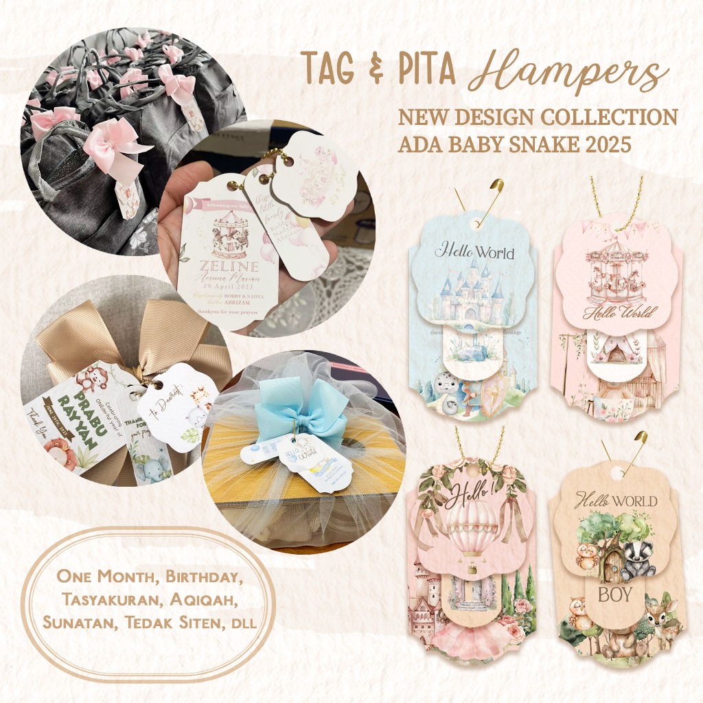 Jual NEW DESIGN Tag Pita Hampers Souvenir Satu Bulanan One Month Baby ...