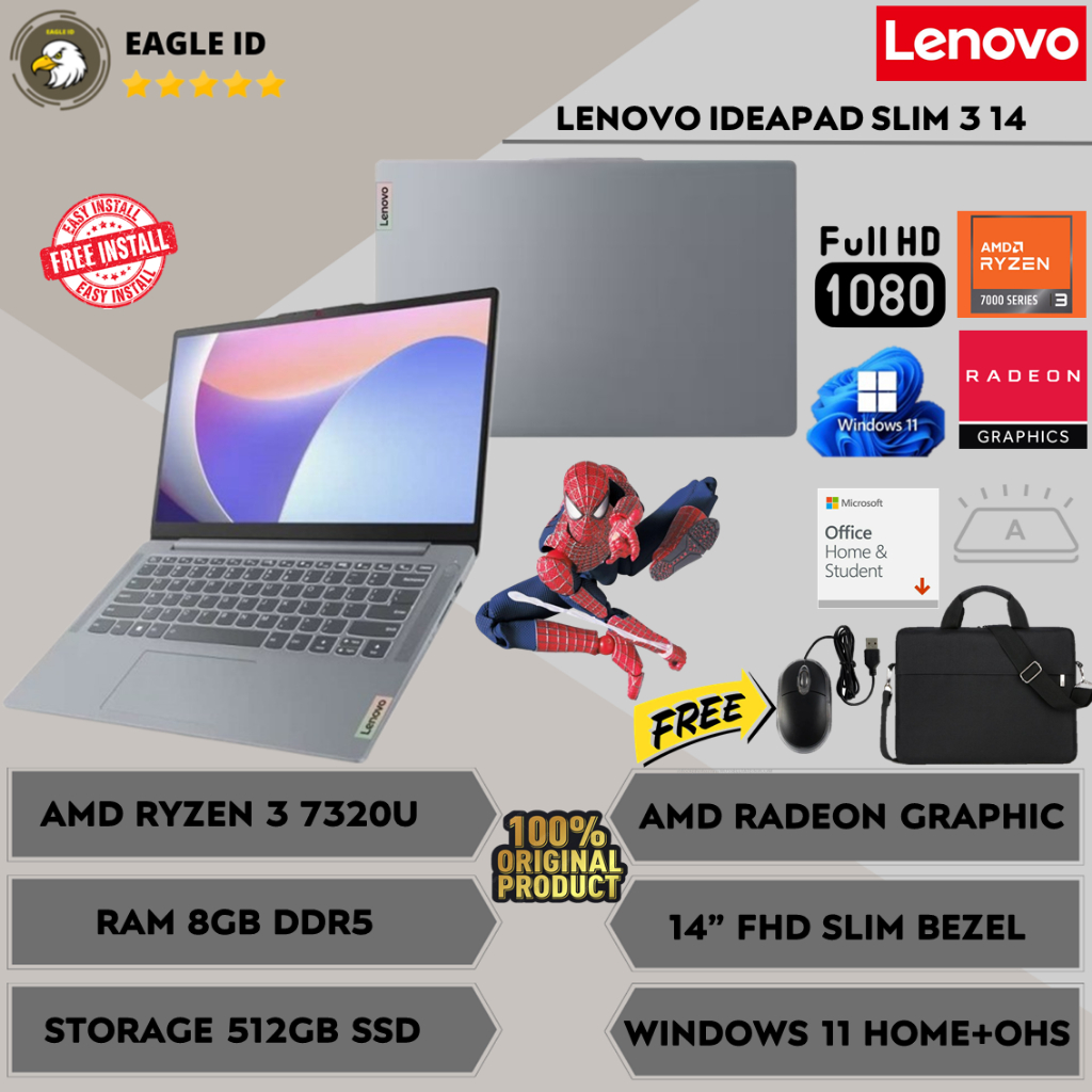 Jual Lenovo Ideapad Slim 314 Laptop AMD Ryzen 3 7320U Ram 8GB DDR5 ...