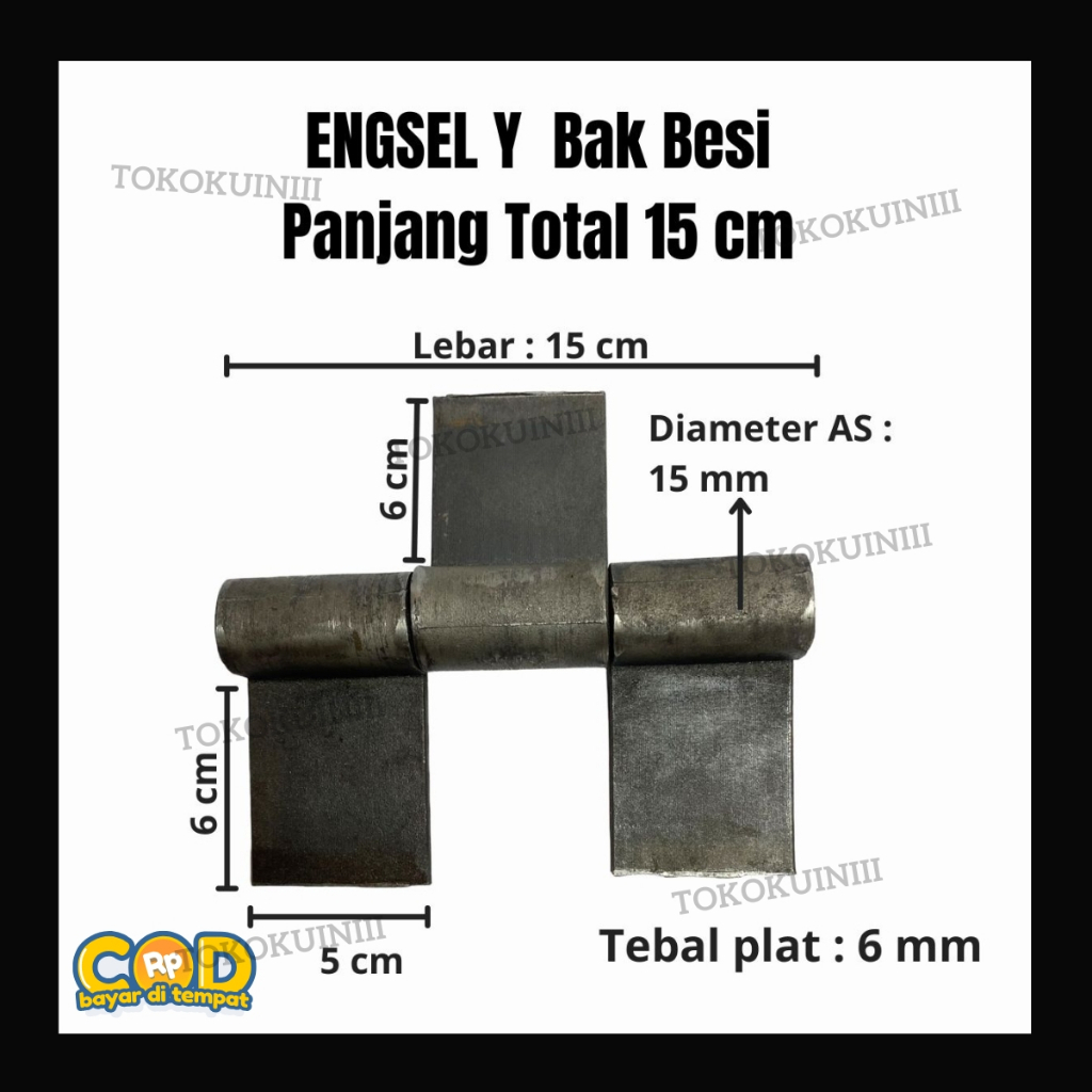 Jual Engsel Y engsel bak besi tipe Y diameter AS 15mm Panjang 15 cm ...