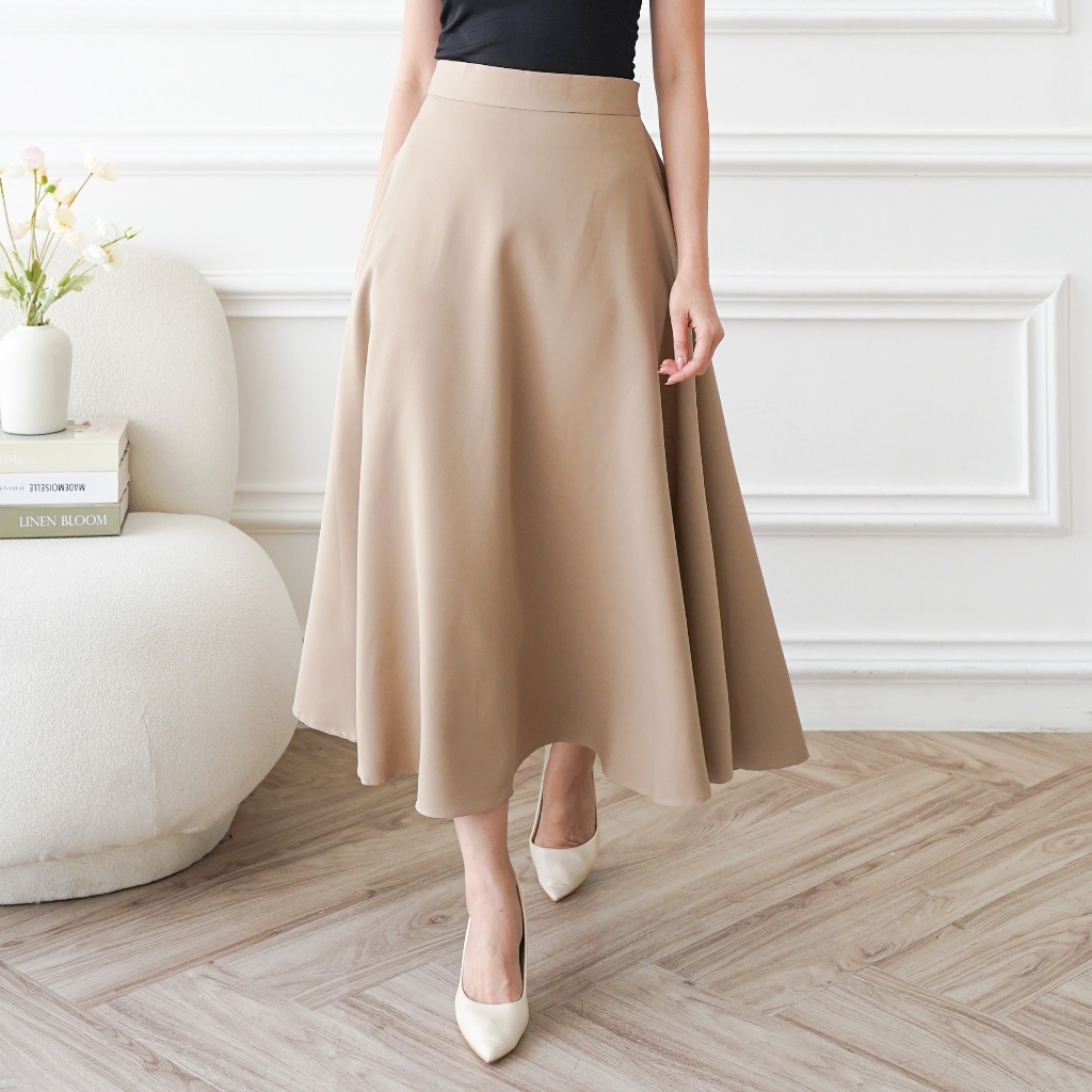 Severli Fuji Midi Skirt | Rok Kerja Kuliah Wanita Korean Style Formal Casual - foto 4