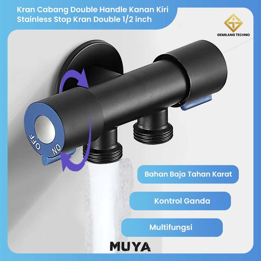 Jual (MSJ) - Kran Cabang Double Handle Kanan Kiri Stainless Stop Kran ...
